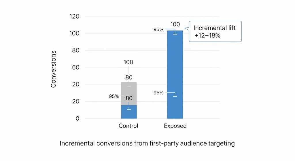 Bar chart showing incremental lift from first-party audience targeting