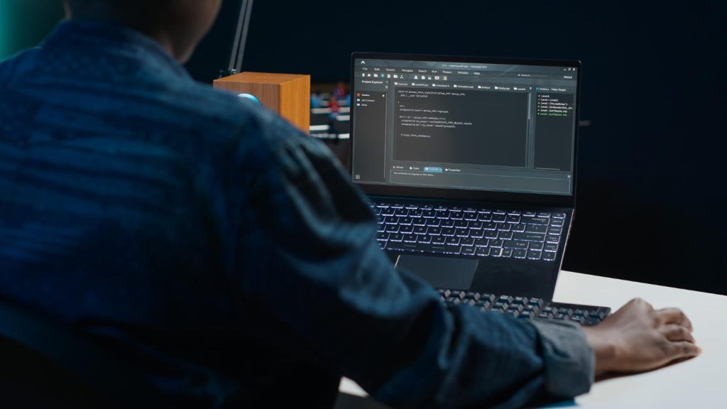 Developer coding a privacy-first data layer implementation